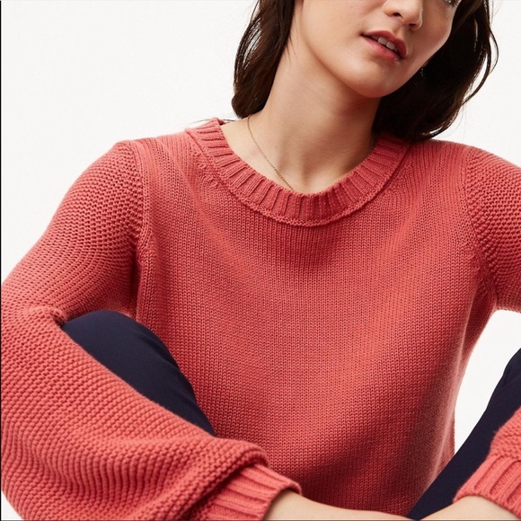 LOFT Sweaters - LOFT coral textures balloon sleeve sweater (s)